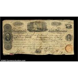 New York, NY- The United States Lombard Association $1000 May 13, 1826A nice early Certificate of De