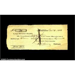 War of 1812 Military Service Pay Order. Dated Dec. 16, 1814, this document orders Capt. Silvanus Til