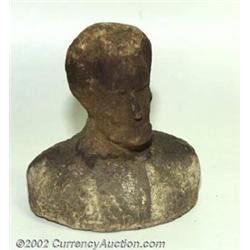 Huge Six Inch Tall Macerated Currency Bust of Abraham Lincoln, with Original Paper Tag. Important no