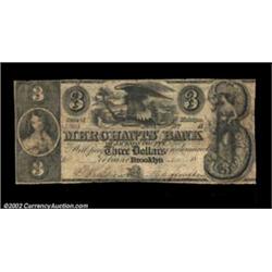 Brooklyn, MI- Merchants Bank of Jackson County $3 G12 Bowen 7A very scarce three which is falsely fi