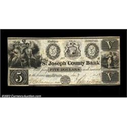 Centerville, MI- The St. Joseph County Bank $5 Jan. 5, 1838 G8 Bowen 4A second rare note on this ban