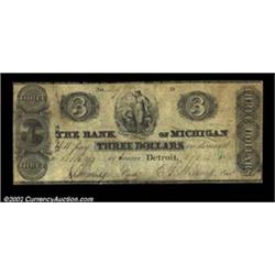 Detroit, MI- The Bank of Michigan $3 Oct. 1, 1836 G16 Bowen 14A more than acceptable $3 example with