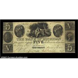 Detroit, MI- The Bank of Michigan $5 Jan. 4, 1838 G24 Bowen 25The Haxby plate example of this very r