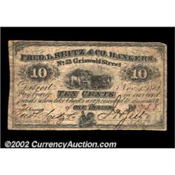 Detroit, MI- Fred L. Seitz 10ó Nov. 1, 1862 Bowen 2A scarcer piece of Michigan scrip. Signed and iss