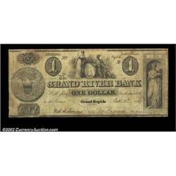 Grand Rapids, MI- The Grand River Bank $1 Oct. 2, 1837 G2 Bowen 2A pleasing Fine-Very Fine example f
