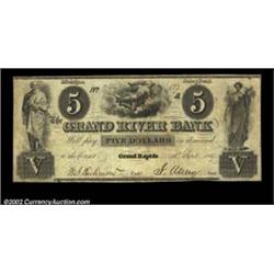 Grand Rapids, MI- The Grand River Bank $5 Sept. 15, 1837 G8 Bowen 5Another just plain rare note, thi