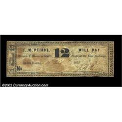 Grand Rapids, MI- J.W. Peirce 12 1/2ó Feb. 15, 1838 Bowen 6A very rare note, with the denomination h
