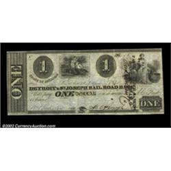 Jackson, MI- Detroit & St. Joseph Rail Road Bank $1 April 9, 1840 G22 Bowen 3A lovely specimen which