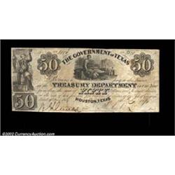 Houston, TX - Government of Texas $50 Feb. 2, 1839 Cr. H21a Medlar 68A problem-free Very Fine exampl