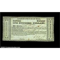 Houston, TX - Consolidated Fund of Texas $100 Sept. 1, 1837 Cr. CF7 Medlar 77Signed by Francis R. Lu
