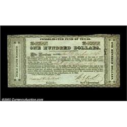 Houston, TX - Consolidated Fund of Texas $100 Sept. 1, 1837 Cr. CF7a Medlar 78This variation has the