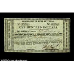Houston, TX - Consolidated Fund of Texas $100 Sept. 1, 1837 Cr. CF10 Medlar 82Signed by Francis R. L