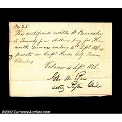 Velasco, TX - Republic of Texas Treasury Warrant $24.00 Sept. 4, 1836 Medlar 7An entirely handwritte