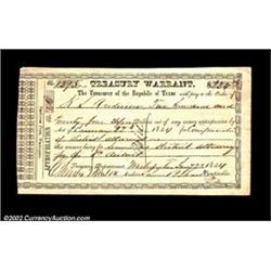 Washington, TX - Republic of Texas Treasury Warrant $224.26 Jan. 22, 1844 Medlar 9A gorgeous example