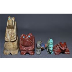 FIVE PUEBLO FETISHES