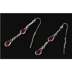 Sterling Silver Drop Dangle 10.64ctw Ruby Earring