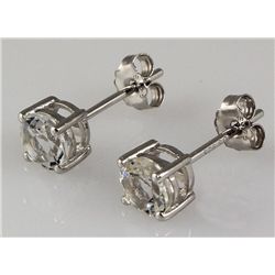 White Sapphire 1.20ctw Silver Stud Earring 0.57g