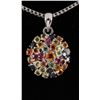 Image 1 : 5.59ctw MultiColored Rhinestone Cluster Silver Pendant