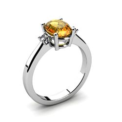 Citrine 1.25 ctw Diamond Ring 14kt White Gold