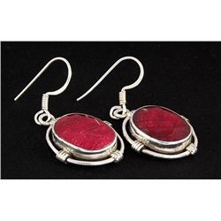 RUBY CORRUNDUM 42.86CTW SILVER HOOK EARRING