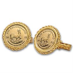 2012 1/10 oz Gold Krugerrand Cuff Links (Polished Rope)