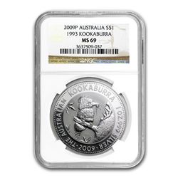 1 oz Silver Australian Kookaburra 20th Anniv. MS-69 NGC