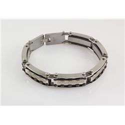 Men's Stainless Electroplated Bracelet 8 3/4  with Blac