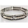 Image 2 : Men's Stainless Electroplated Bracelet 8 3/4" with Blac