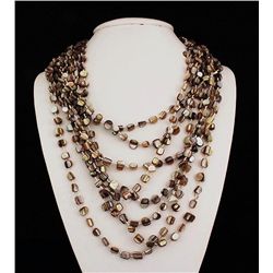 959.00ctw Mother of Pearl Beads 8Rows Necklace, 12inch