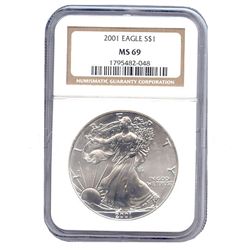 Certified Uncirculated Silver Eagle 2001 MS69