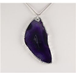 Organic Natural Lilac Agate Big Slice Pendant