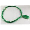 Image 2 : Green Jade Beaded Charm Necklace with Slab Jade Pendant