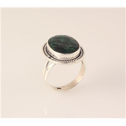 EMERALD BERYL 29.40CTW ANTIQUE LOOKS SILVER RING