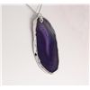 Image 1 : Organic Natural Purple Agate Big Slice Pendant