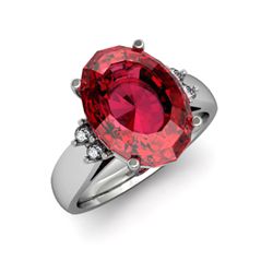 Garnet 7.00 ctw & Diamond Ring 14kt White Gold