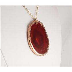 Organic Natural Carnelian Agate Big Slice Pendant