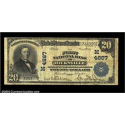 Hicksville, OH - $20 1902 Plain Back Fr. 655 The First NB Ch. # (M)4867A scarce bank, with only six.