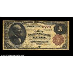 Lima, OH - $5 1882 Brown Back Fr. 470 The Ohio NB Ch. # 3772A very rare note from a bank which issue