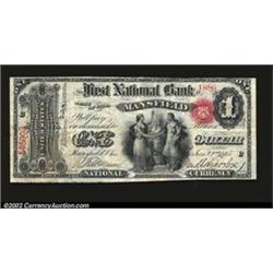 Mansfield, OH - $1 Original Fr. 380 The First NB Ch. # 436A very scarce bank which issued First Char