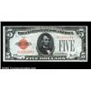 Image 1 : Fr. 1526 $5 1928A Legal Tender. Choice Crisp Uncirculated.Gem but for a tight top margin. Important.