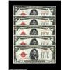 Image 1 : Fr. 1528 $5 1928C Legal Tender Notes. Five Consecutive. Gem Crisp Uncirculated.A nice, crackling fre