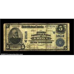 Grove, OK - $5 1902 Plain Back Fr. 602 The First NB Ch. # (W)10119A very rare note from this small o