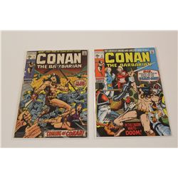 CONAN THE BARBARIAN #1 & 2 (1970) FROM THE FANTASY CLASSIC. LOWER-MID TO MID GRADE, FLAT AND SUPPLE