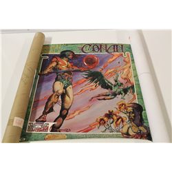 VINTAGE CONAN POSTER AND PRINT OF CONAN FIGHTING SKELETONS (1977)