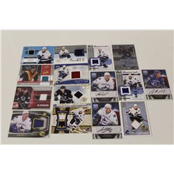 LOT OF 15 ASSORTED AUTHENTIC MEMORABILIA NHL CARDS