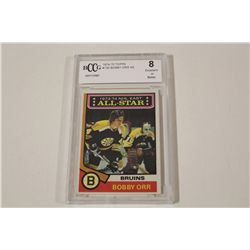 1974-75 TOPPS #130 BOBBY ORR BCCG GRADED 8