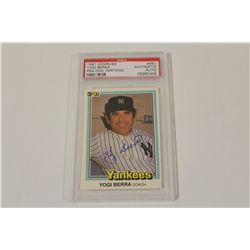 1981 DONRUSS #351 YOGI BERRA PSA AUTHENTIC AUTOGRAPH