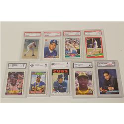 LOT OF 9 MBL GRADED STAR CARDS INCLUDES MANNY RAMIREZ, IVAN RODRIGUEZ ROOKIE, RYAN SANDBERG AND