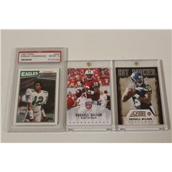 1987 TOPPS #296 RANDALL CUNNINGHAM ROOKIE CARD PSA GRADED 8 PLUS 2 RUSSELL WILSON ROOKIES