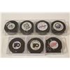 Image 2 : 7 AUTOGRAPHED PUCKS- RON FRANCIS, SCOTT STEVENS, PAT LAFONTAINE, SEAN BURKE AND MORE!
